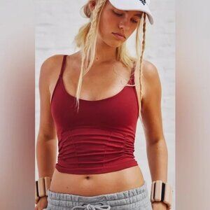 NWOT Free People Good Karma Ruched Crop Tank Sour Cherry size:  M/L